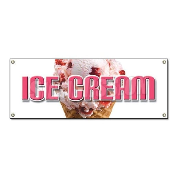 Signmission ICE CREAM BANNER SIGN cart shop cone signs sundae milkshake milk shake drink B-Ice Cream - main